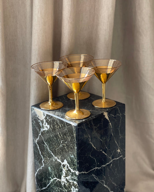 Gold set of 4 Martini glasses