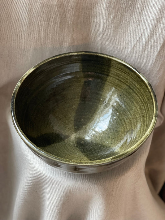 Green ceramic serving bowl