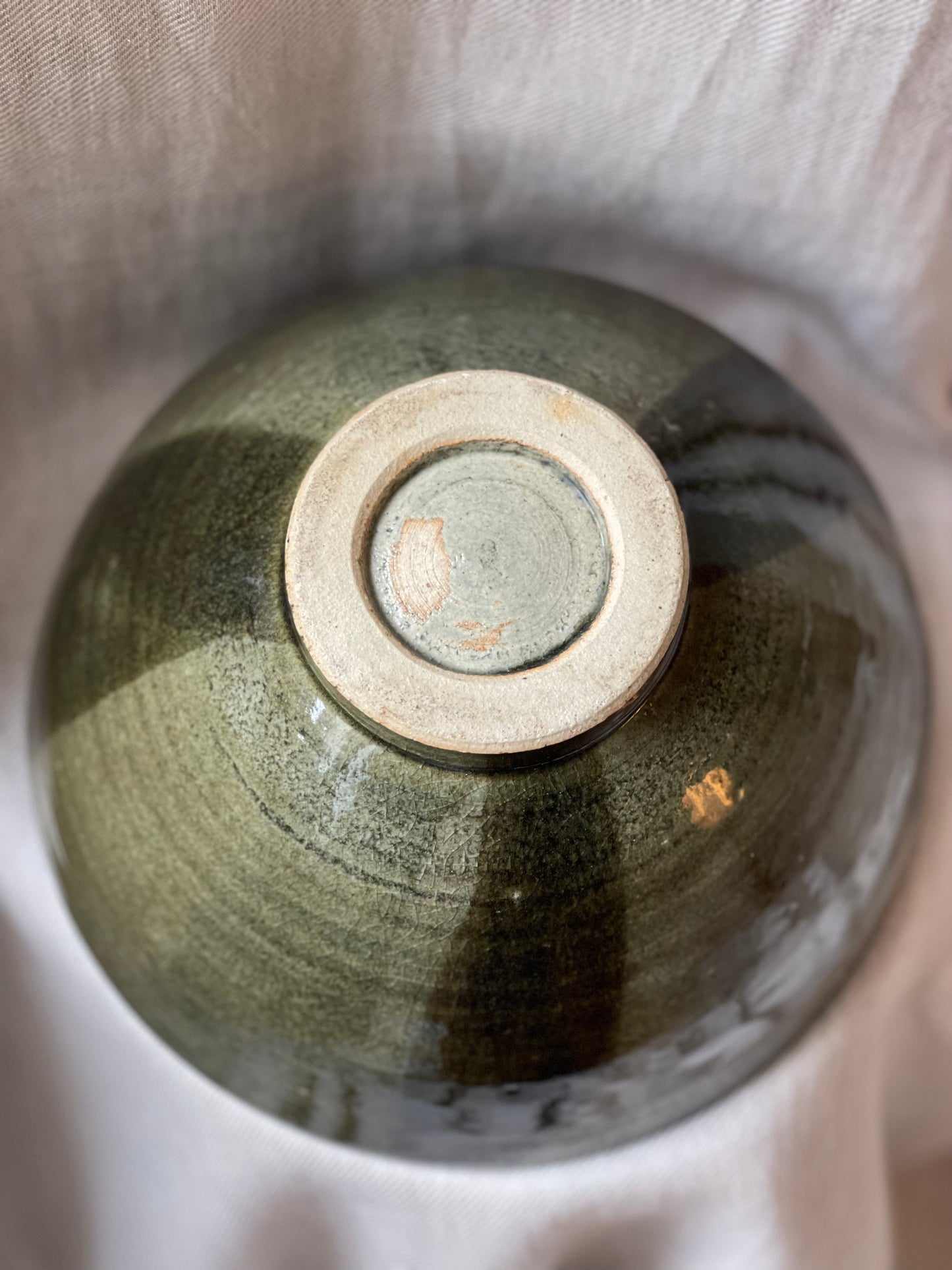 Green ceramic serving bowl