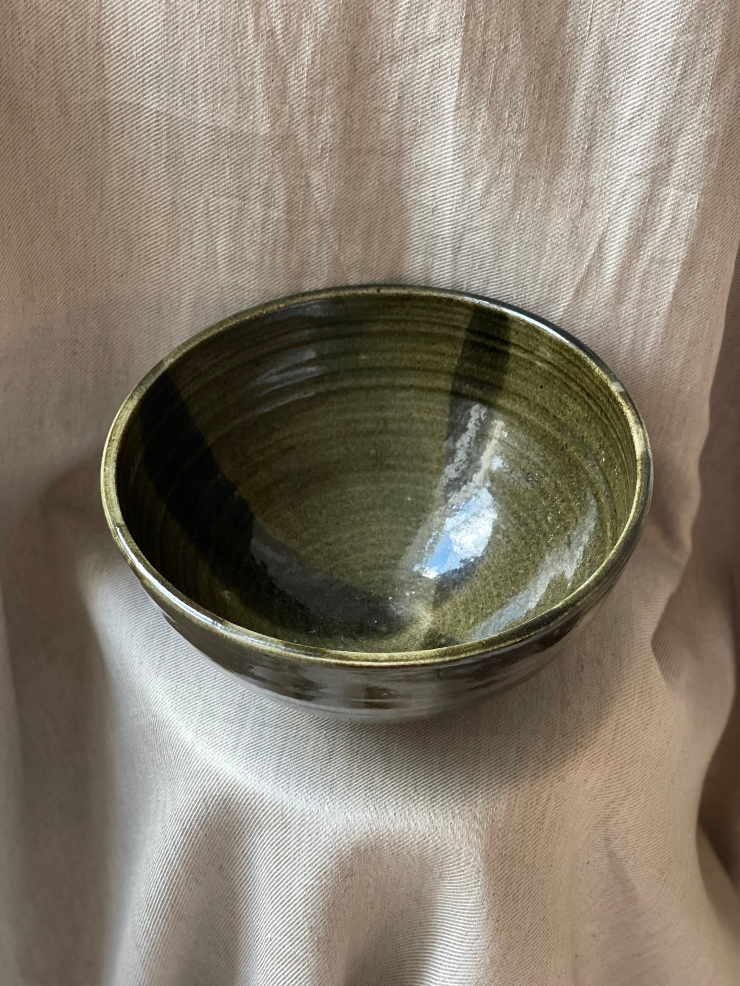 Green ceramic serving bowl