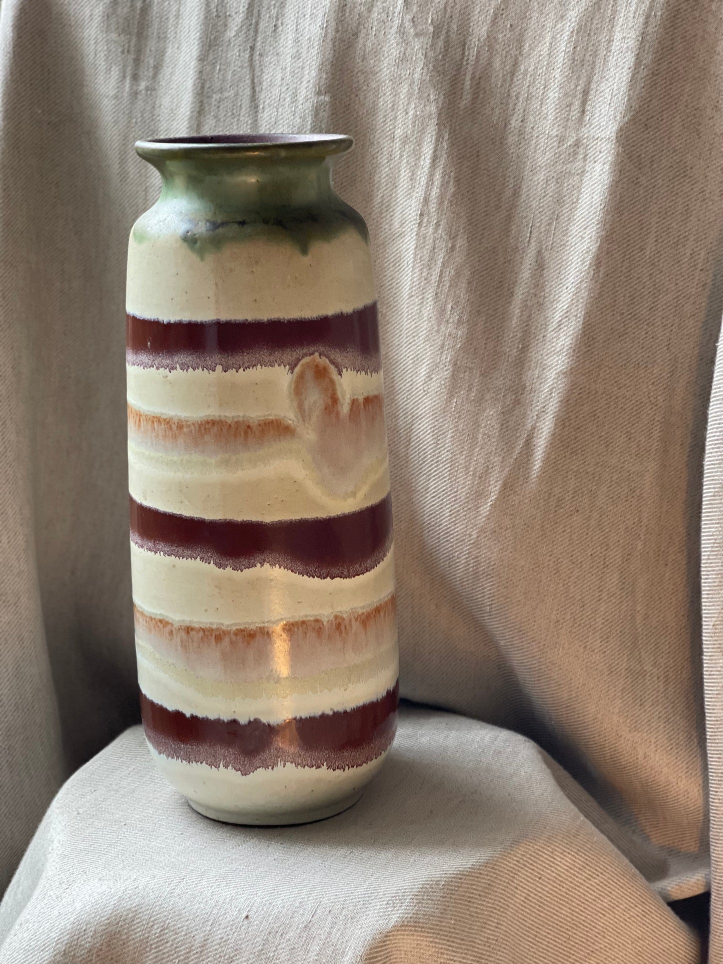 Striped tall ceramic colourful vase