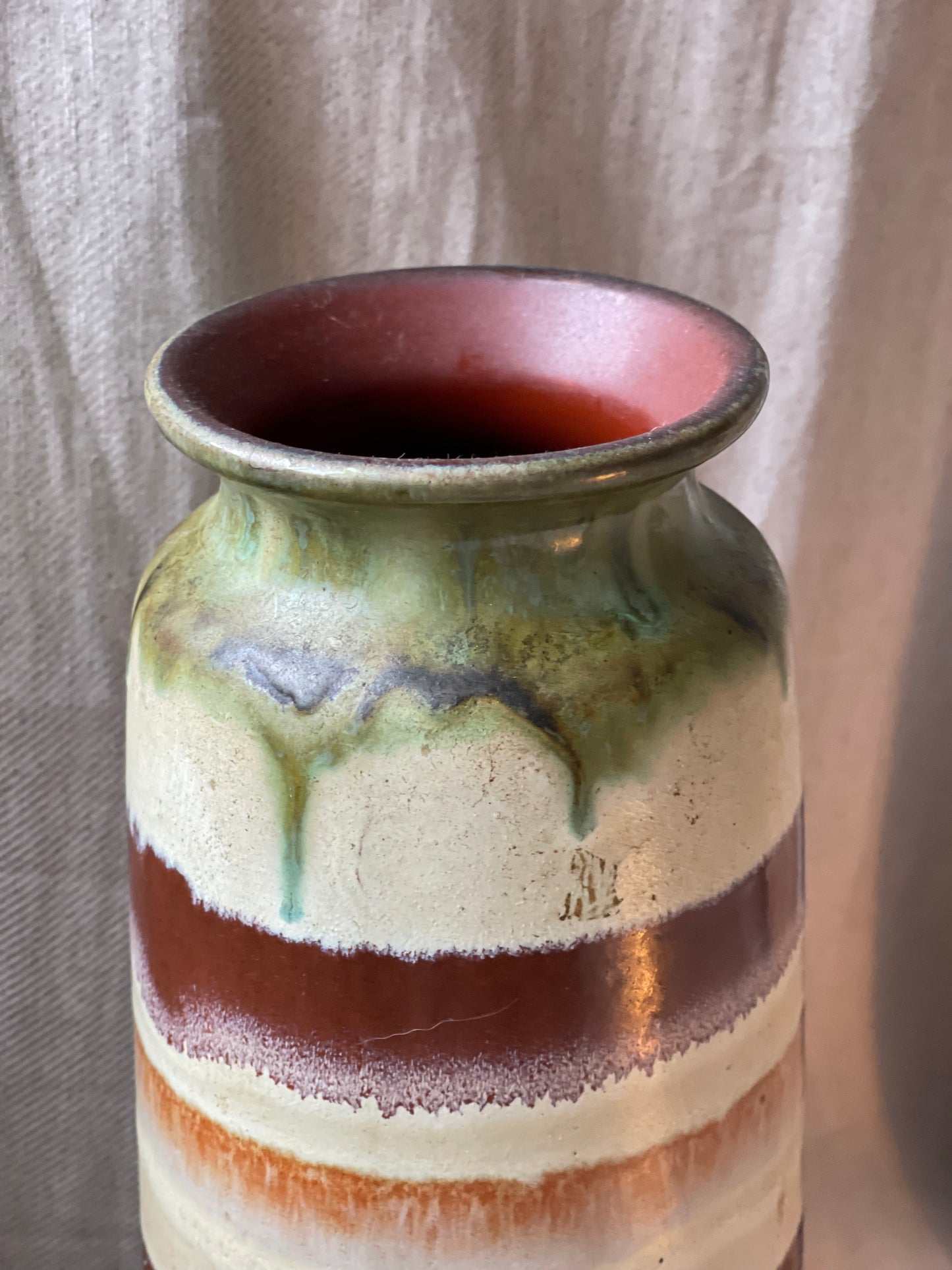 Striped tall ceramic colourful vase
