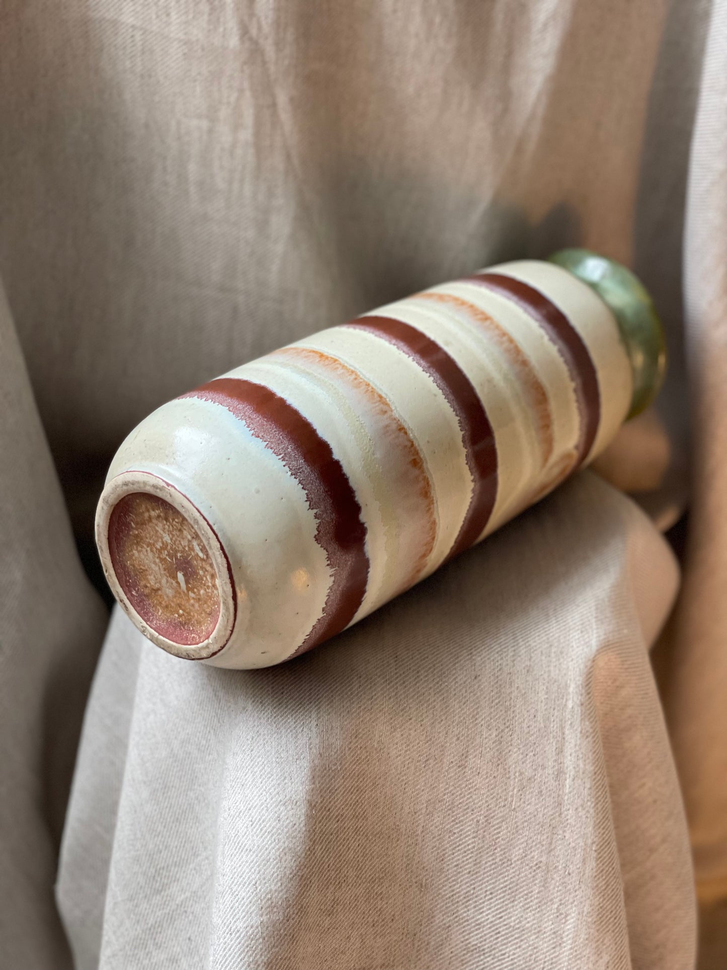 Striped tall ceramic colourful vase