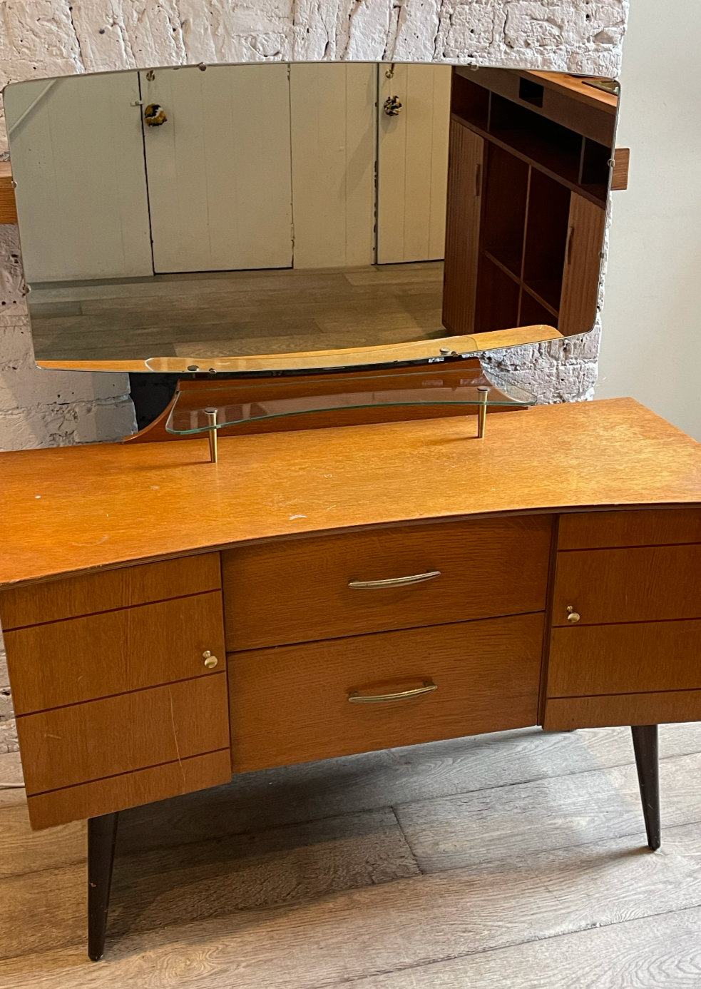 Mid century vanity mirror and desk