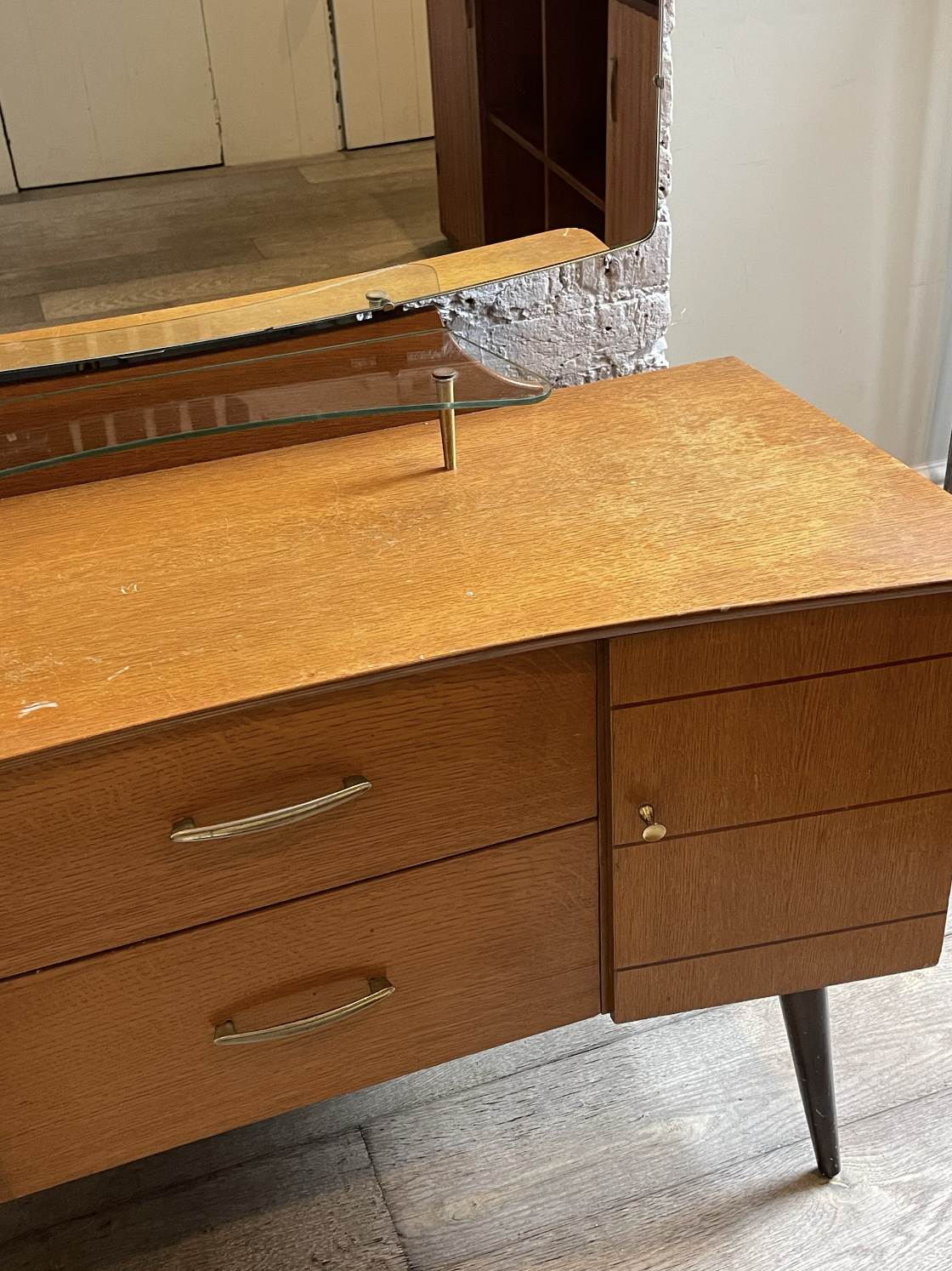 Mid century vanity mirror and desk