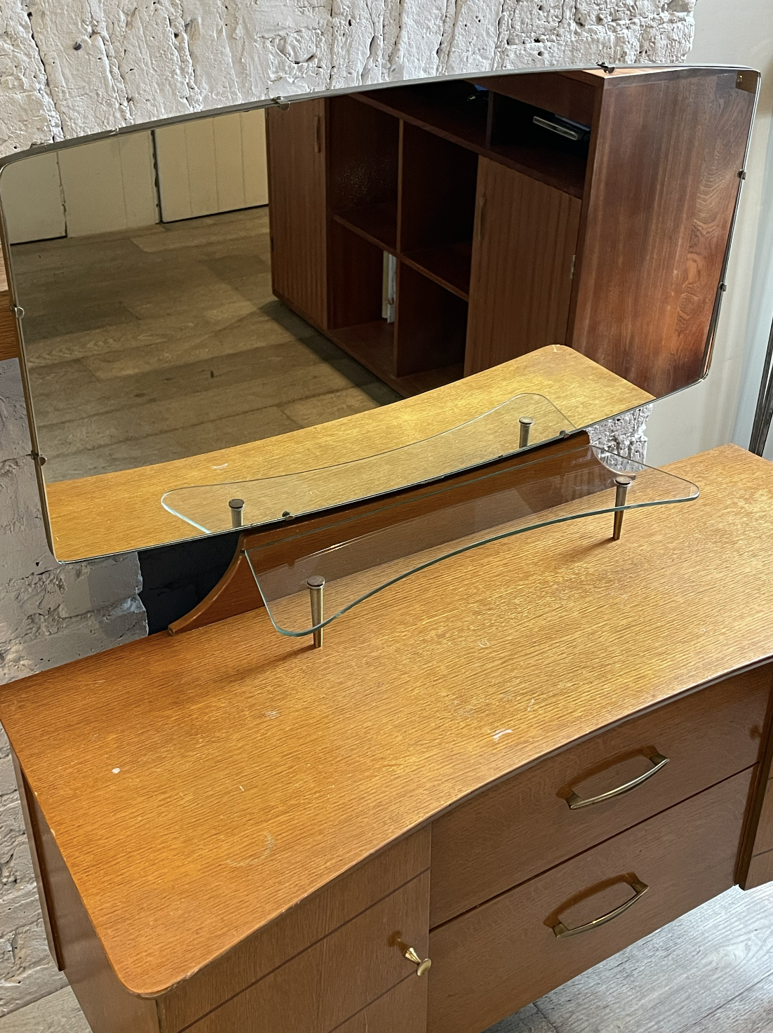 Mid century vanity mirror and desk