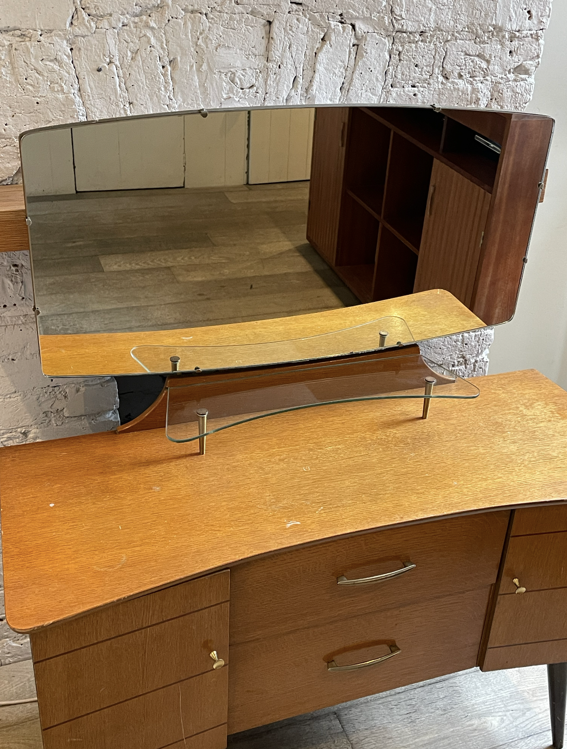 Mid century vanity mirror and desk
