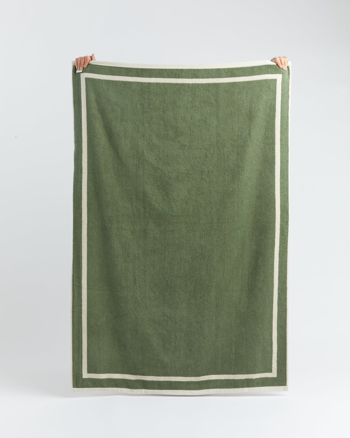 The Classic Ecru and Green Towel