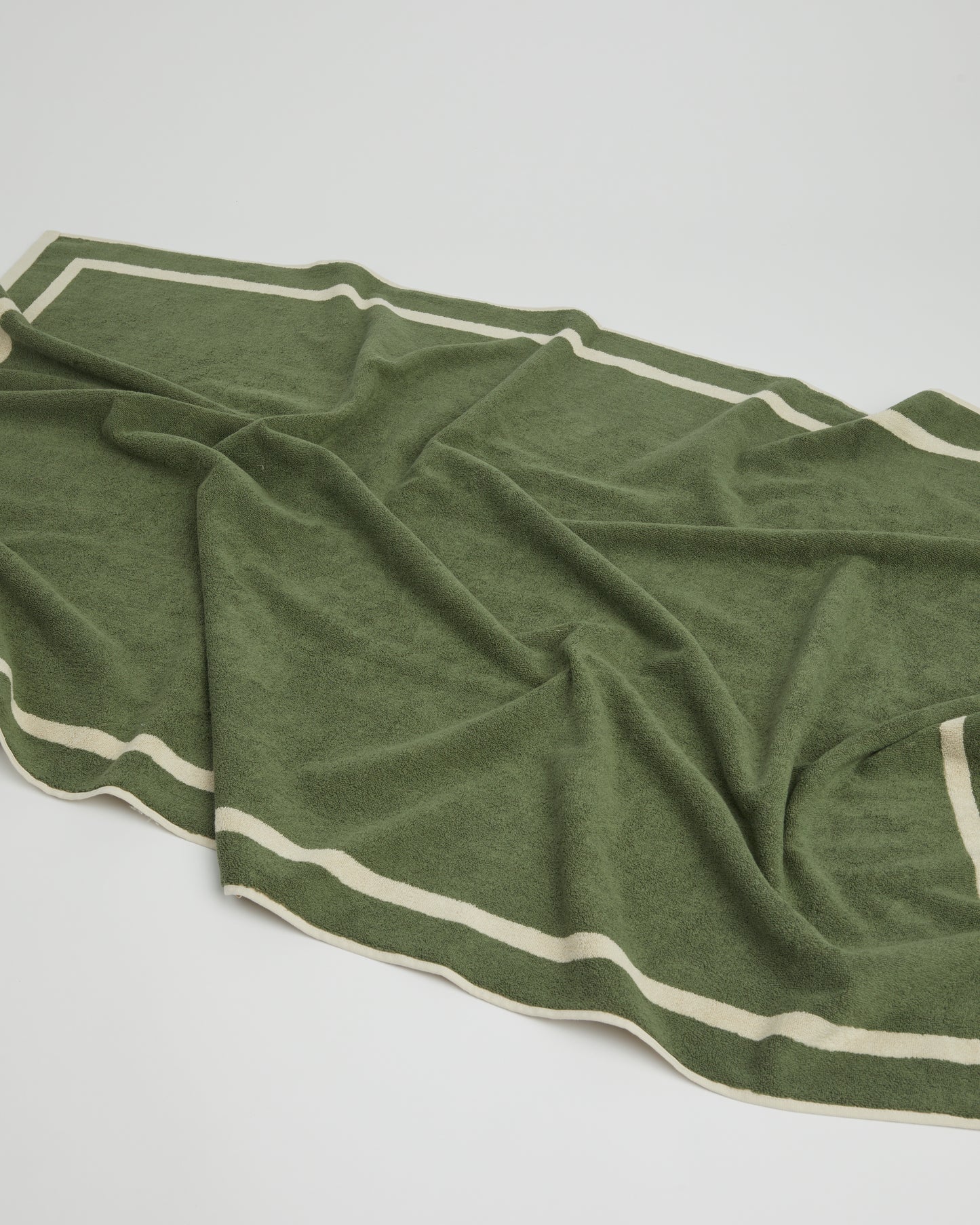 The Classic Ecru and Green Towel