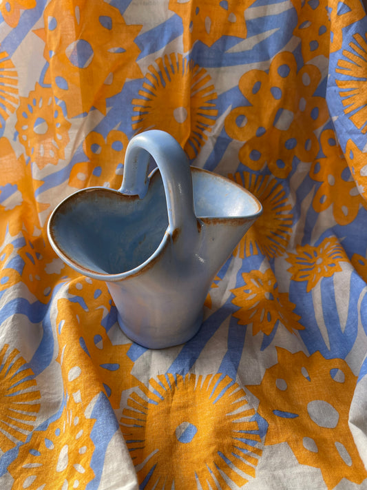 Blue ceramic handbag style basket holder