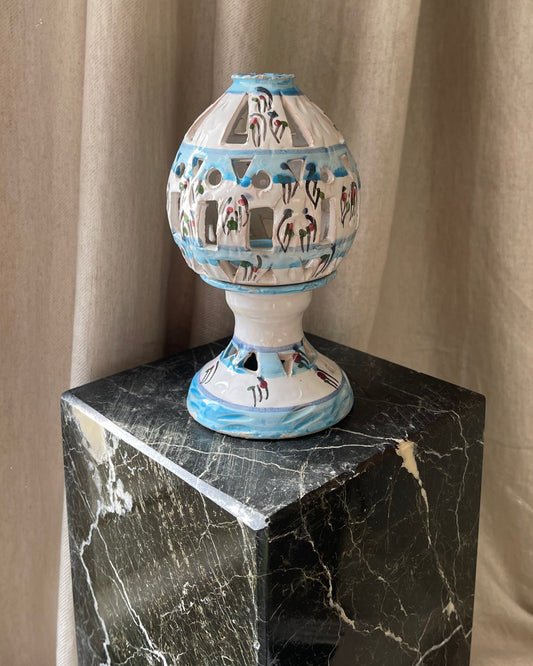 Blue and white decorative dome tea light holder