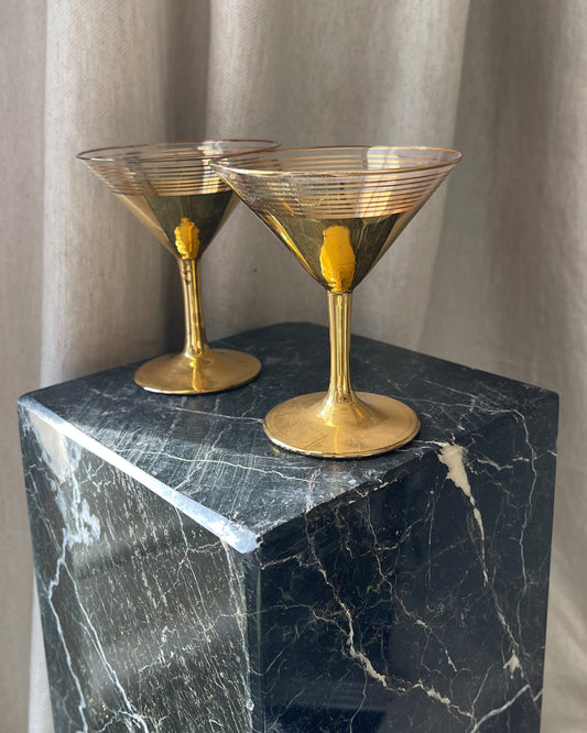 Gold pair of Martini Glasses