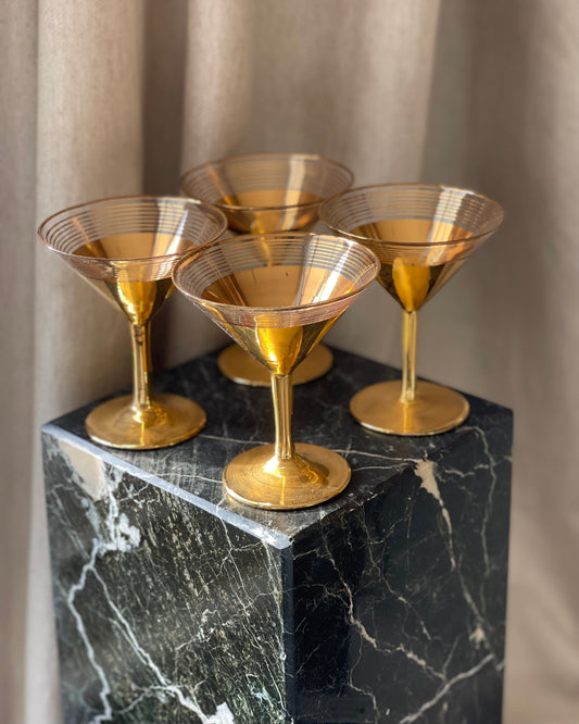 Gold set of 4 Martini glasses