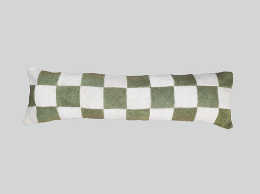 Green bolster towelling cushion
