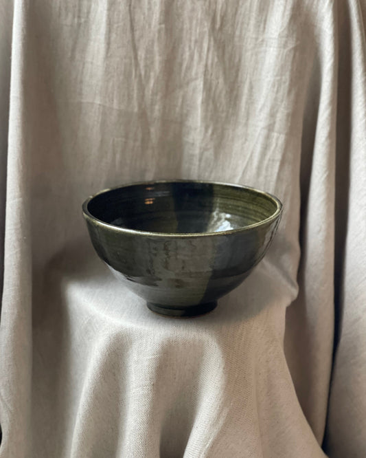 Green ceramic serving bowl