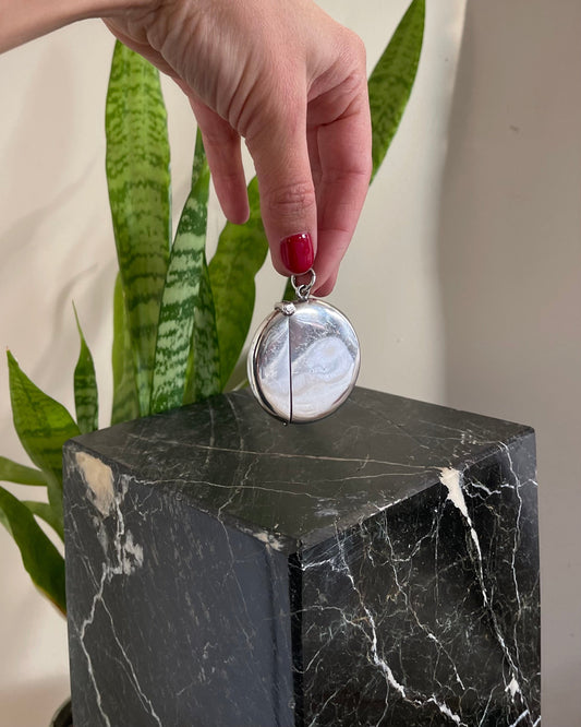 Matchstick silver vesta case round