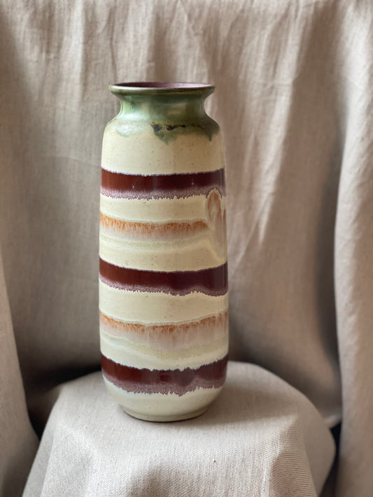 Striped tall ceramic colourful vase