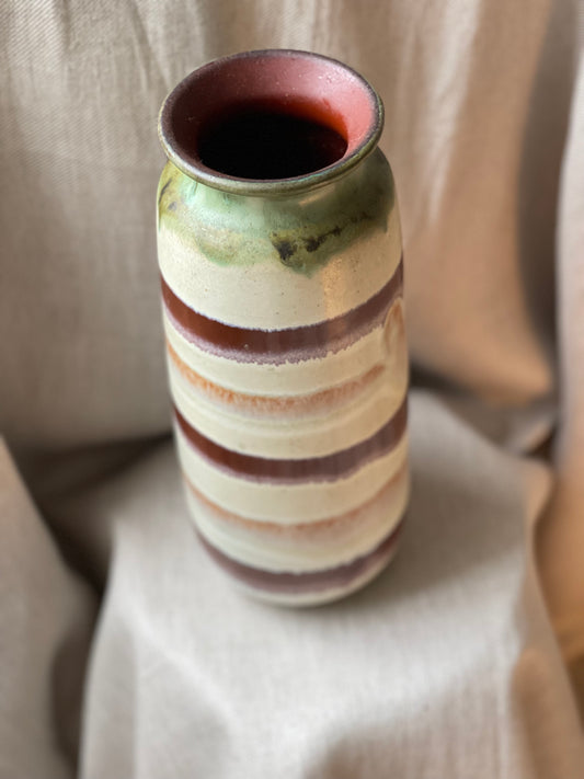 Striped tall ceramic colourful vase