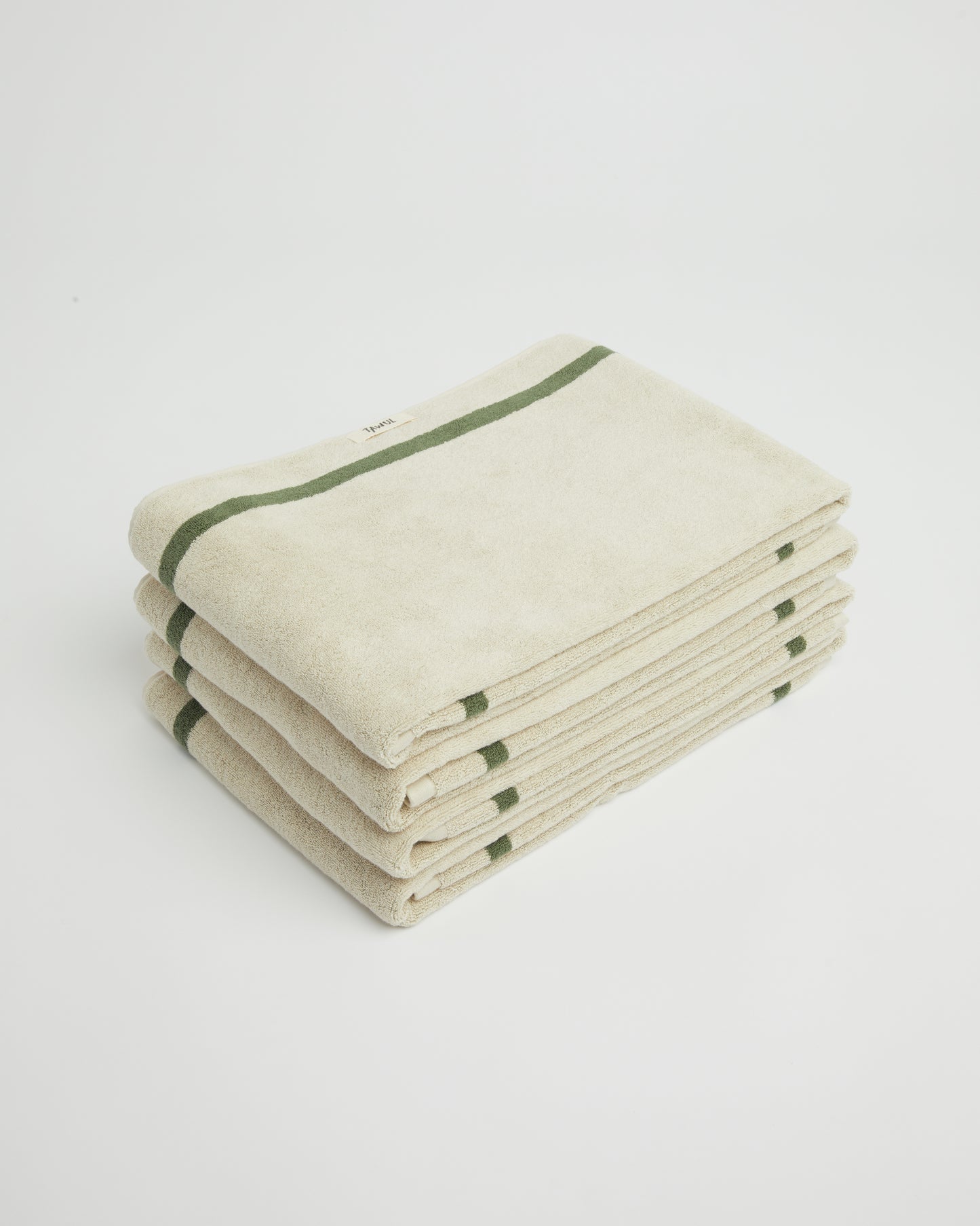 Set of Classic Ecru and Green Towels