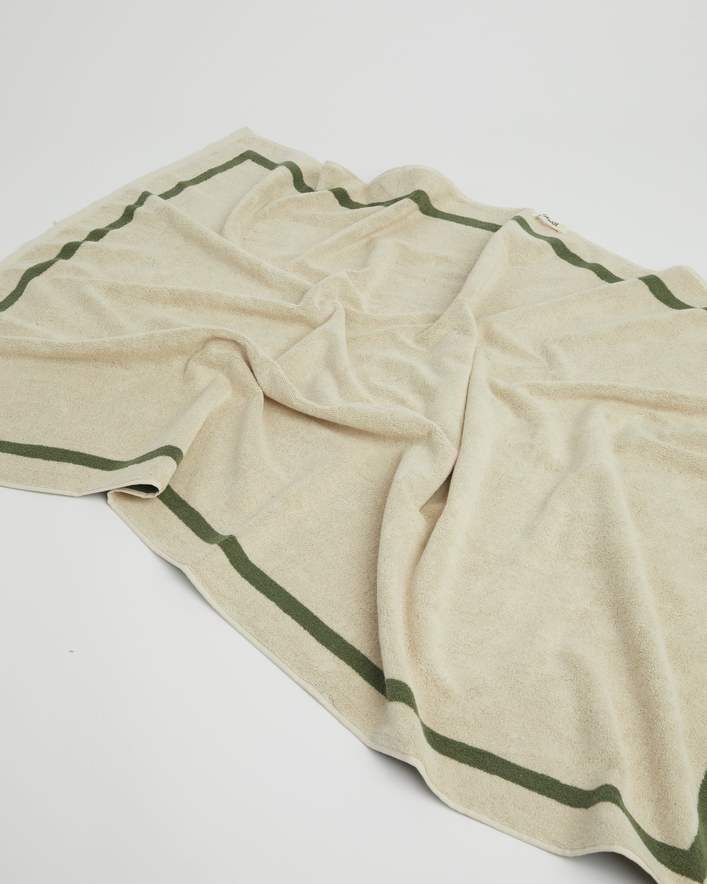 The Classic Ecru and Green Towel